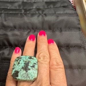 Large Heavy Chunky Turquoise Ring